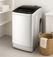 17.8lbs Full Auto Washing Machine Washer Spin-dry Apartment with 4 Wash Programs