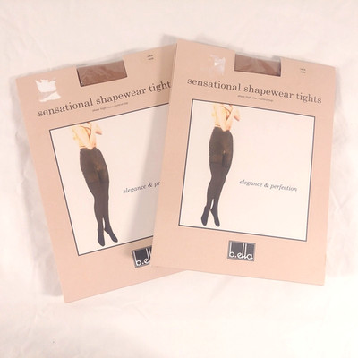 b.ella Sensational Shapewear Tights L Nude Sheer High Rise Control Top 2 Pair