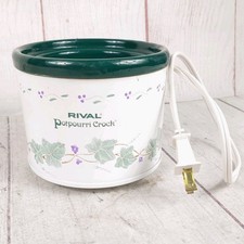 VTG Rival Potpourri Crock Pot Electric Simmer Pot 3206 Green Ivy Floral USA Made