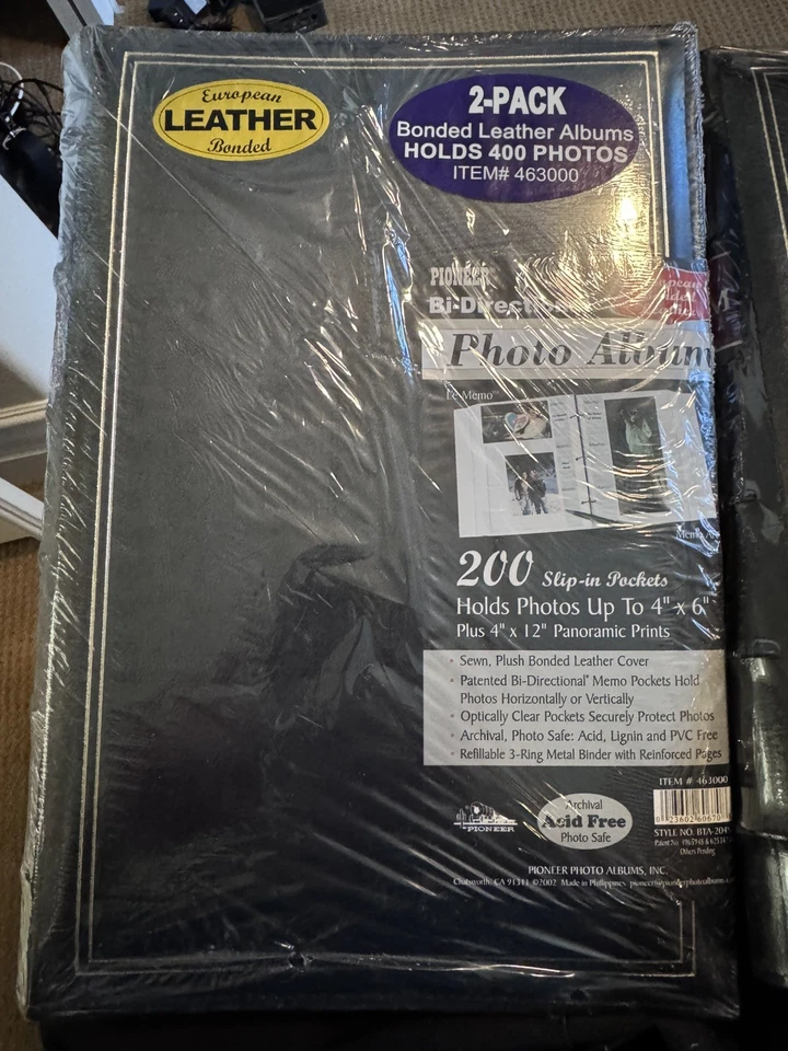 Paquete de 3 álbumes de fotos de cuero unido Pioneer sellados de fábrica para 400 (4x6) #463000 Foto 2 de 2