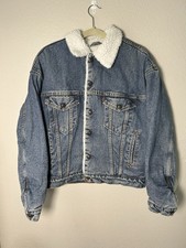 Vintage 80s Levi s Denim Trucker Jacket Sherpa Lined Made In USA M Fleece Jean