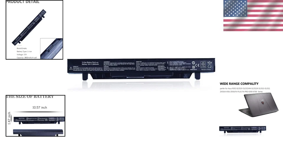 Batería de bajo consumo para Asus X555 Foto 2 de 4