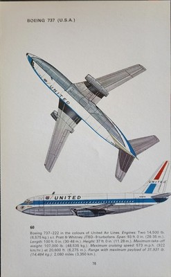 Boeing 737 Plane Picture Aircraft Article Original Vtg Info Details Sheet   