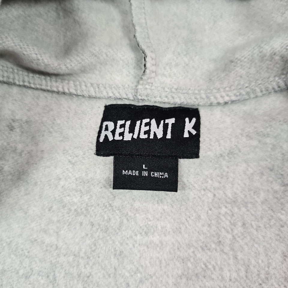 Relient K Sudadera con Capucha Hombres Grande Gris Negro Rayas Cremallera Banda Sudadera Gráfico Y2K Foto 3 de 4