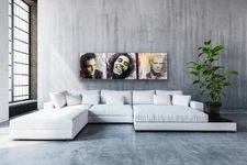 Original Byron Buchanan Portrait Bob Marley  Painting mixed media Acrylic 24x24