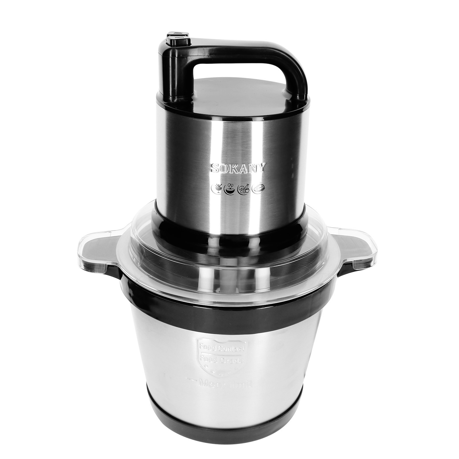 Hachoir électrique de cuisine argent grand bol mélangeur robot de cuisine viande légumes 800W