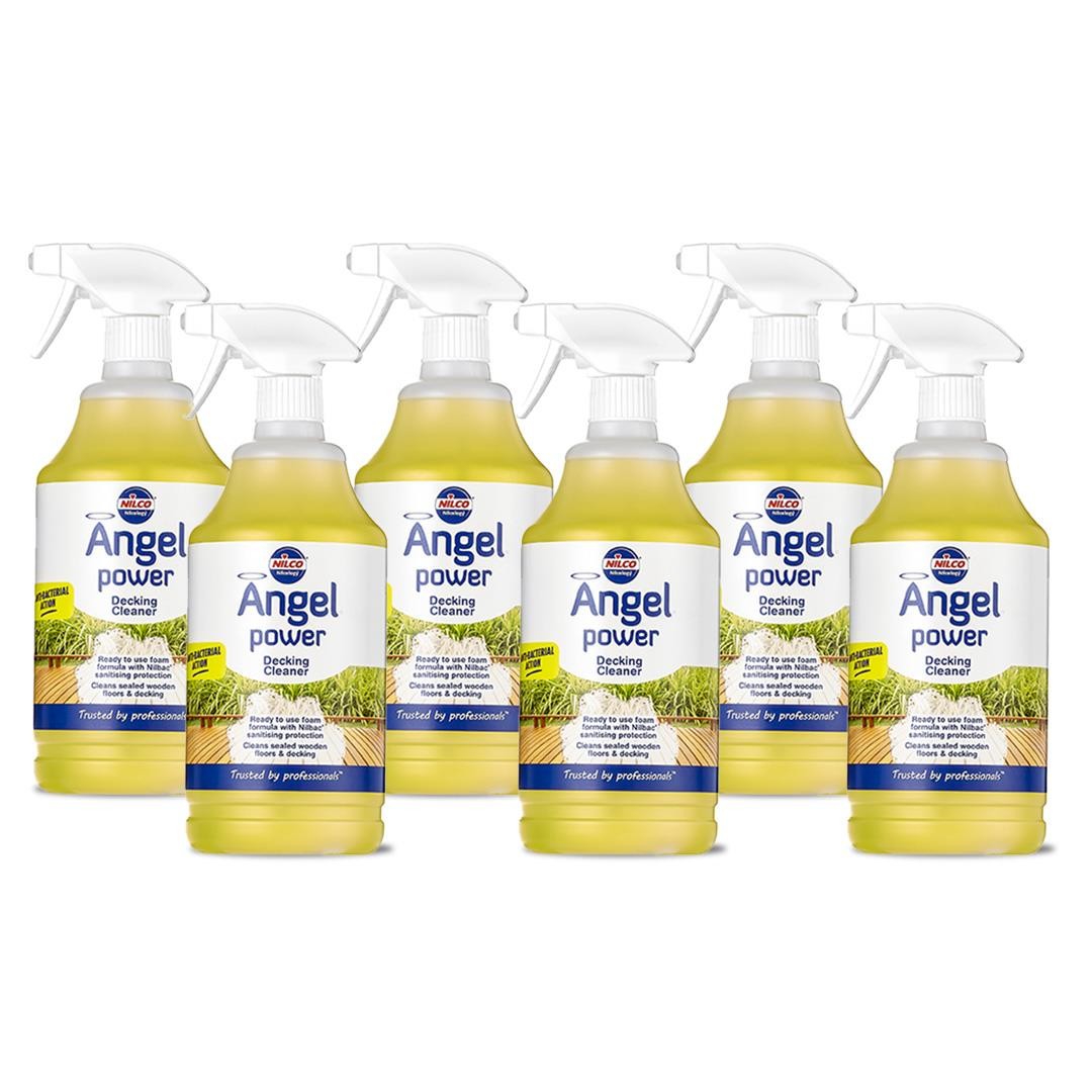 Nilco Angel Power 6L Garden Decking Wooden Floor Cleaner & Trigger Foam 6x 1L