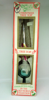 Vintage Commodore Made in Romania Hand Decorated Mercury Glass Tree Topper