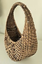 Antique French Style Harvest Basket Woven Round Handle