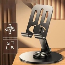 Universal Metal Desk Phone Stand 360 Rotating Folding Aluminum Tablet Holder PC