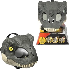 Jurassic World Rebirth T-Rex Rage N Roar Mask with LED Light up Eyes Blink NEW