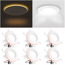 6 Pack 6 Inch Recessed Lighting with Night Light, Dimmable Can Lights with Ba...