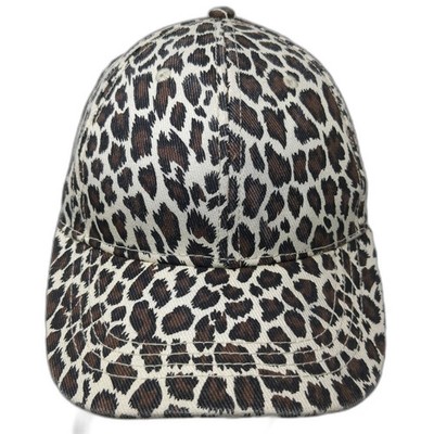 Pugs Baseball Cap Beige Black Brown One Size Leopard Print Cotton Hat Adjustable