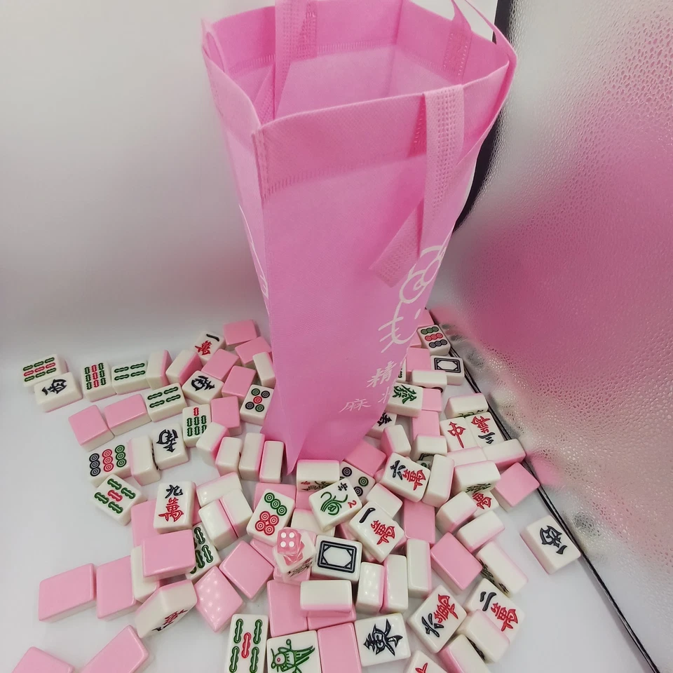 Chinese Mahjong Game Set 144 Tiles Mah Jong English Characters Games Large 42mm - Image 4 of 4