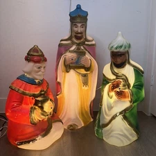 Vintage 3 Wisemen Three Kings Blow Mold Christmas Nativity General Foam Plastics