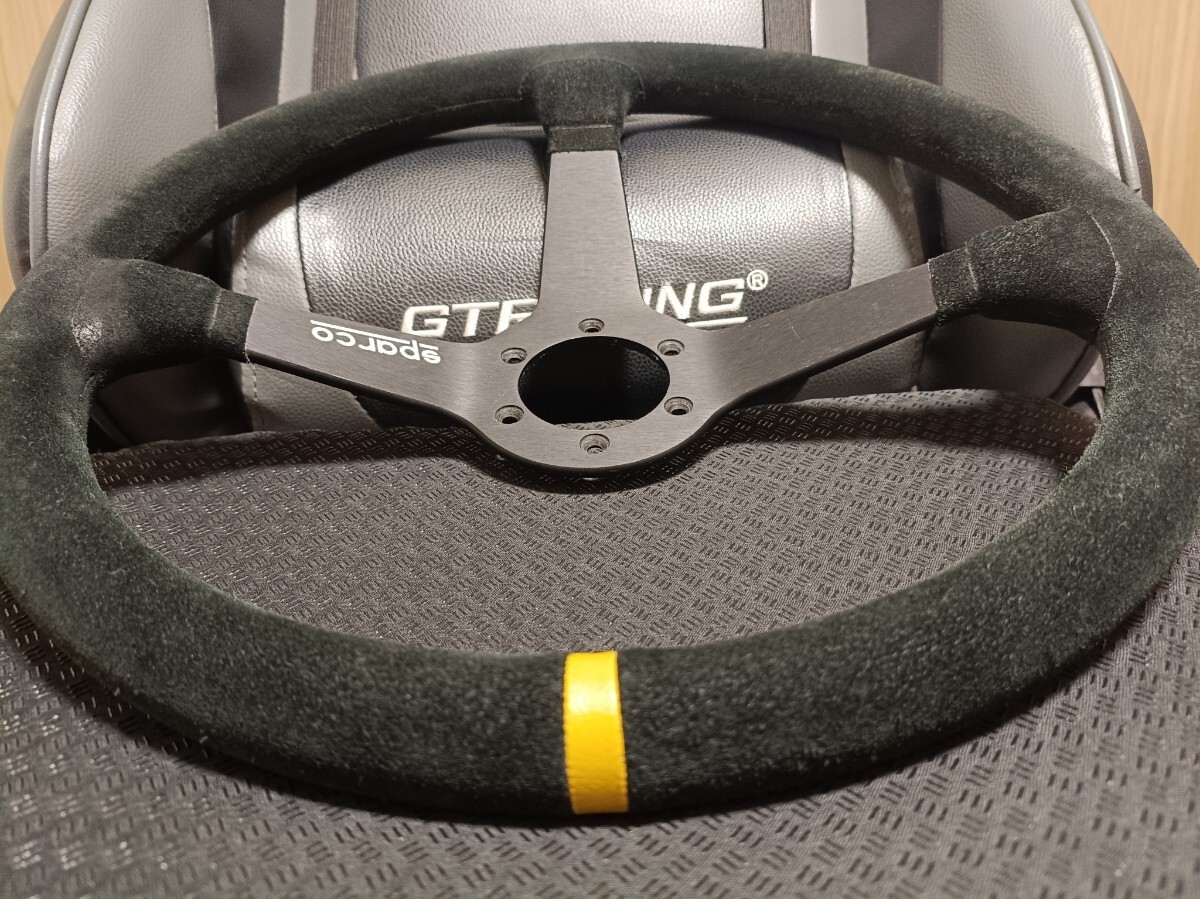 SPARCO R368 Steering Wheel 380mm Black Suede 65mm Deep Dish Italy
