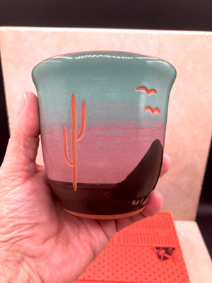 1970s Small Stoneware Planter  By Superstition  Pottery Southwestern Design