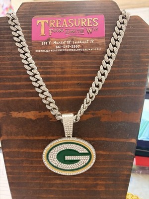 Green Bay Packers  Iced Out Crystal Chain Necklace