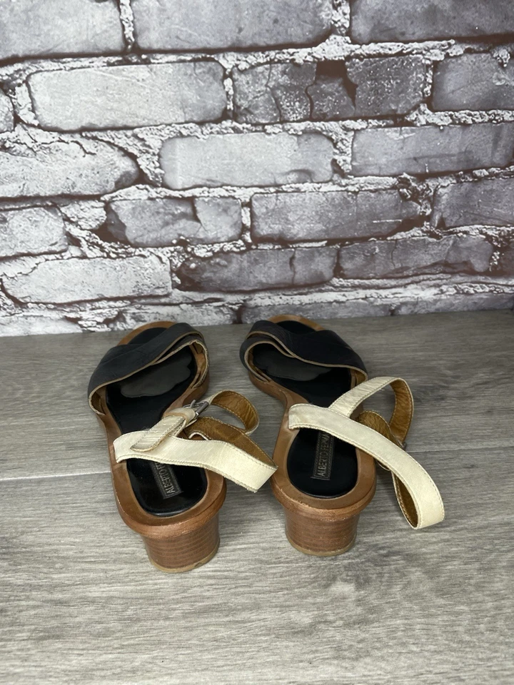 ALBERTO FERMANI Black Ivory Leather Ankle Strap Heel Sandals Women 41EU/10.5M US - Image 4 of 4