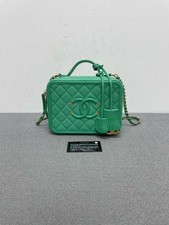 Chanel Vanity Camera Bag Small Apple Green Caviar Crossbody Top Handle D...