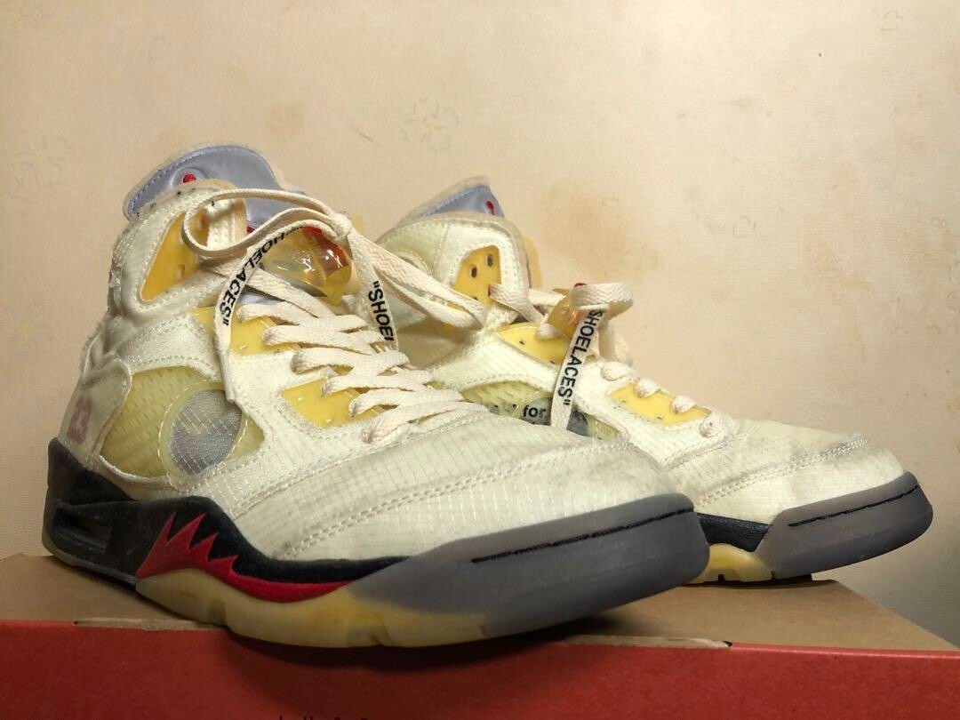 OFF WHITE X NIKE Sneakers bianche x Nike Air Jordan 5 vele US9 DH8565 100 tagliate alte usate F S