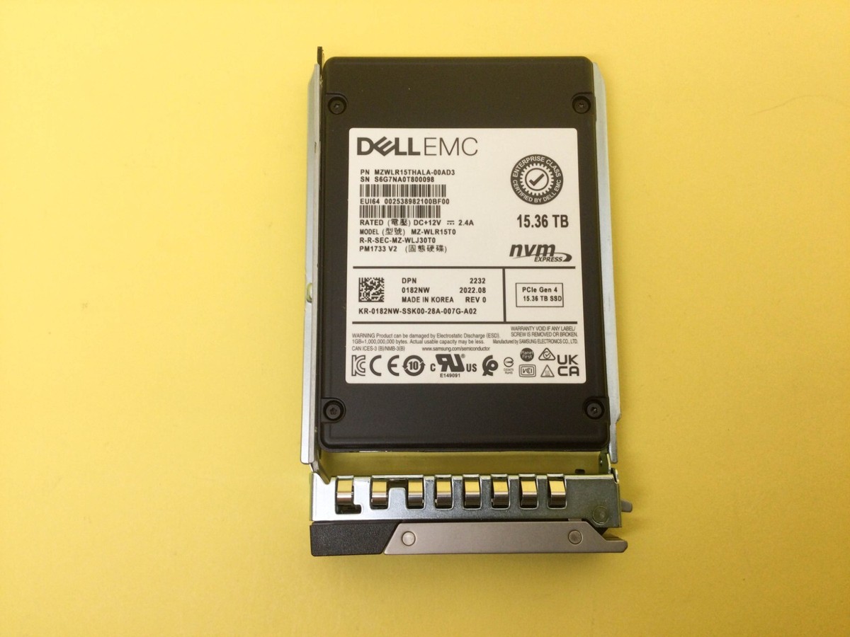 182NW DELL EMC 15.36TB PCIE GEN4 NVME 2.5'' SSD 0182NW MZ-WLR15T0