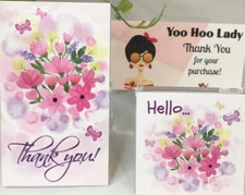 Thank You Business Cards for Small Business, Thank You Stickers Pink Butterflies