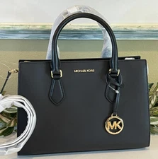 MICHAEL KORS SHEILA MEDIUM TRIPLE COMPARTMENT SATCHEL SHOULDER BAG MK BLACK GOLD