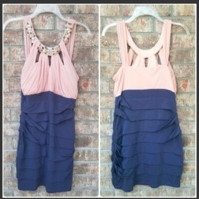 Deb Sequined Rhinestone Sheath DRESS (Large) Bodycon