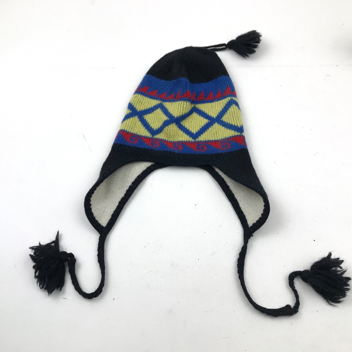 【完売カラー】Ear Flap Knitcap VINTAGE Wigwam Beanie Hat Cap Black Blue Ear Flap One Size Knitted