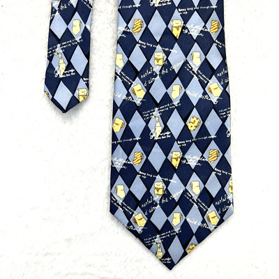 Ming Tai Lang Blue Design Men s Necktie 4 x 58  100% Silk 