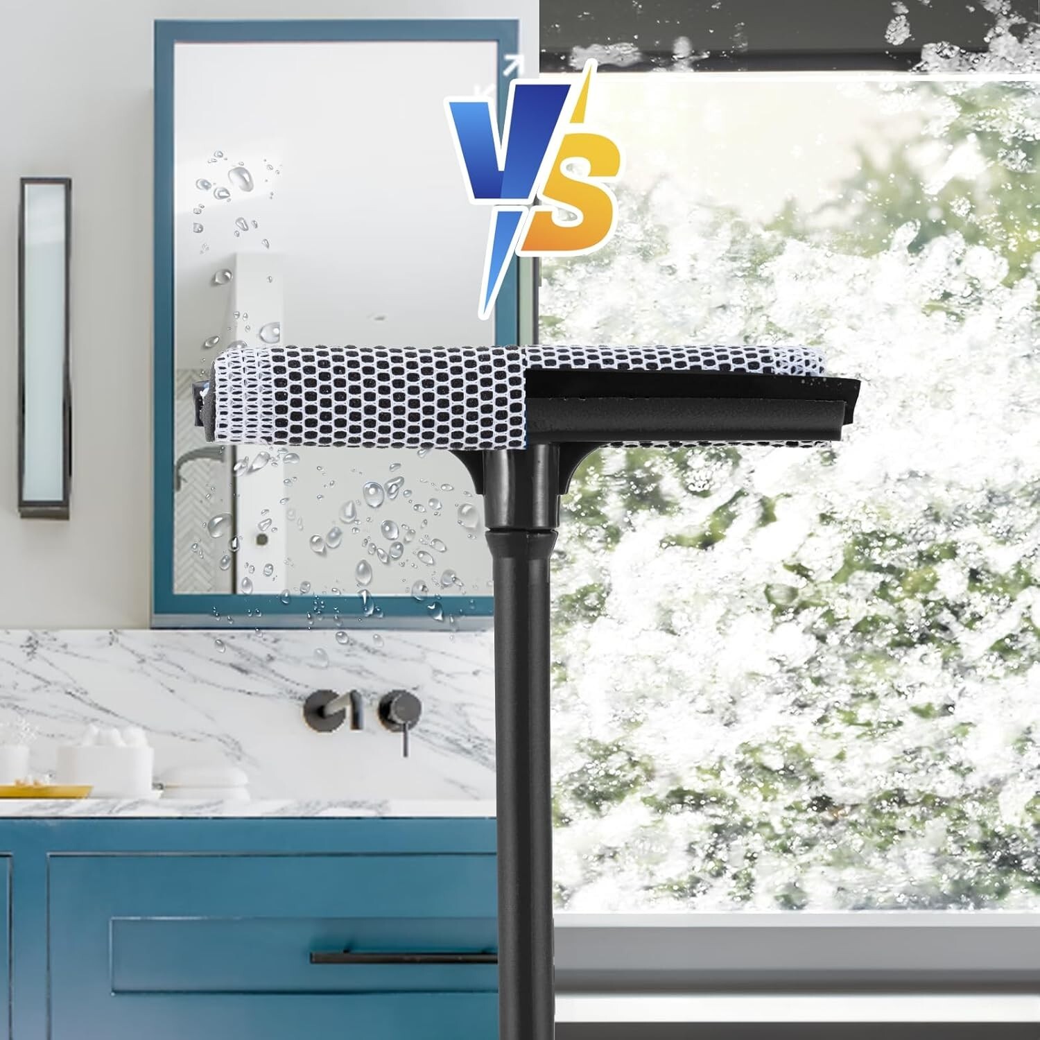 15.9" Window Squeegee for Car,2 in 1 Squeegee Window Cleaner with Long Stainless