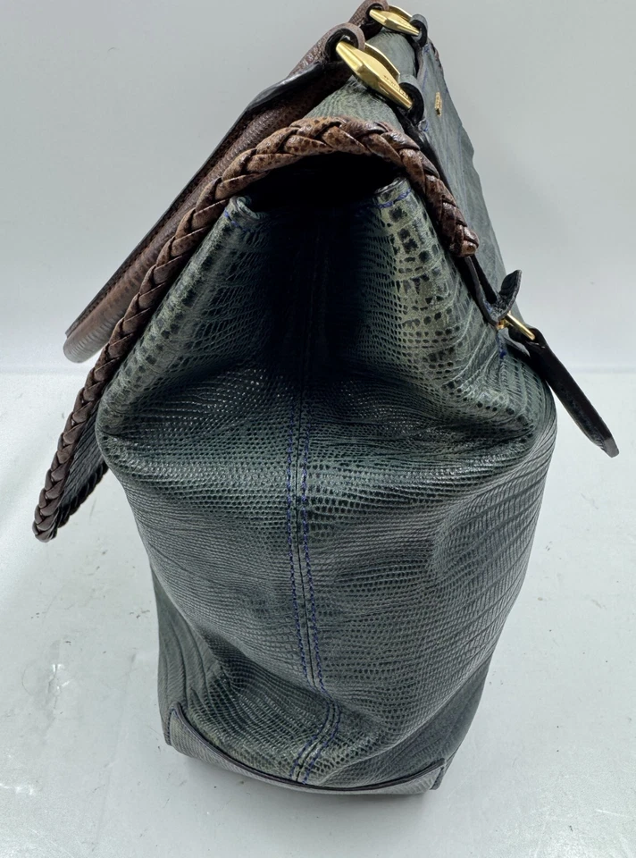 Bolso de hombro Bruno Magli para mujer verde marrón con cremallera bolsillo interior Foto 4 de 4