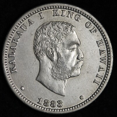 1883/1883 Hawaii 1/4 Quarter Dollar 25 Cents CHOICE AU Repunched