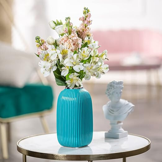 Blaue & Weiße Keramikvase Im Vintage-Look – Perfekt Für Bauernhaus-Deko