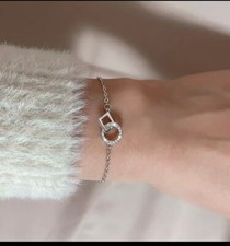 Womens Cute Silver Braclet With Faux Diamontes-Brand New With Bag