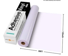 HTVRONT HTV Vinyl Rolls Heat Transfer Vinyl - 12" x 30ft White HTV Vinyl