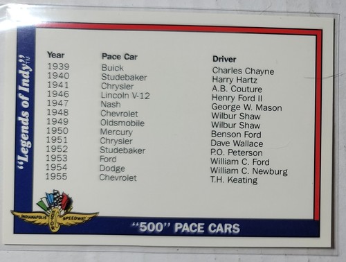 1991 Legends of Indy Racing Cards 1-100 available - You Pick! - Picture 96 of 101
