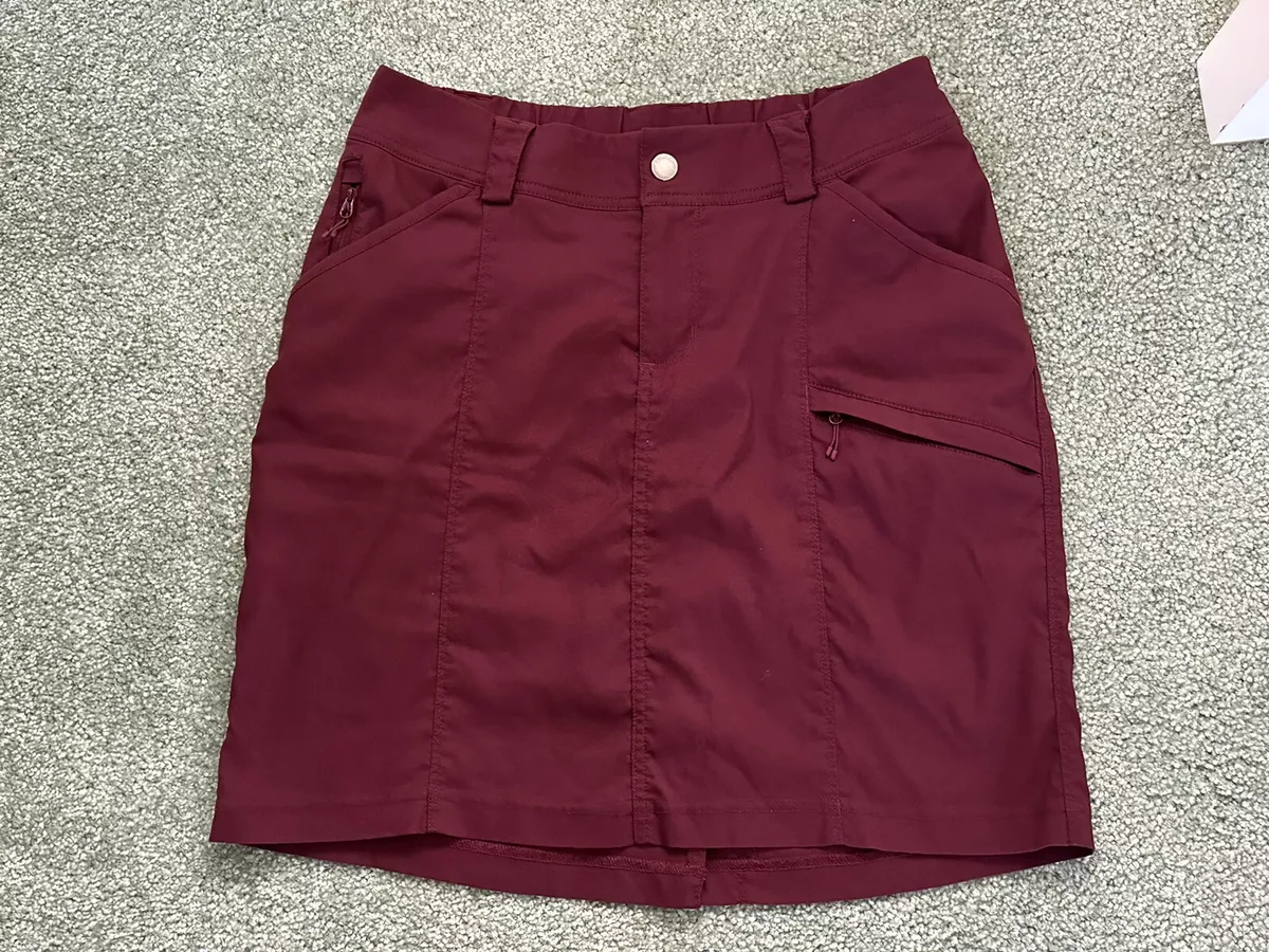 Duluth Trading Co. Womens Burgundy Flex Dry on the Fly Skort Skirt