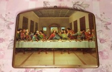 QUADRO ULTIMA CENA IN LEGNO MASSELLO CON STAMPA ORO A CALDO CM 43 X 33
