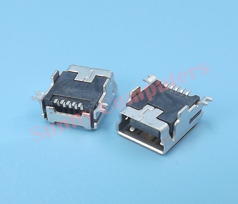 2x Mini USB Socket 5P Female Plug Connector Port Repair Replacement ...