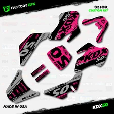 Gray & Pink Slick Camo Racing Graphics kit Fits 03-06 Kawasaki Kdx50 Kdx 50