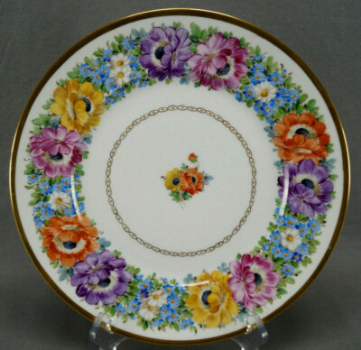 Franziska Hirsch Dresden Hand Painted Floral & Gold 10 3/4 Inch Dinner Plate C