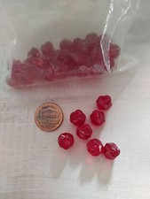 vintage Czech beads glass red deco cut size 10mm qty 37