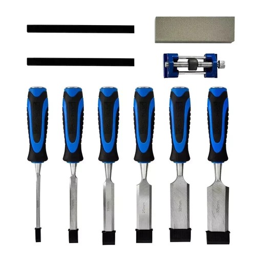Wood Chisel Set 10 Pieces Woodworking Tools Sharpening Stone with Storage Box - Picture 5 of 14