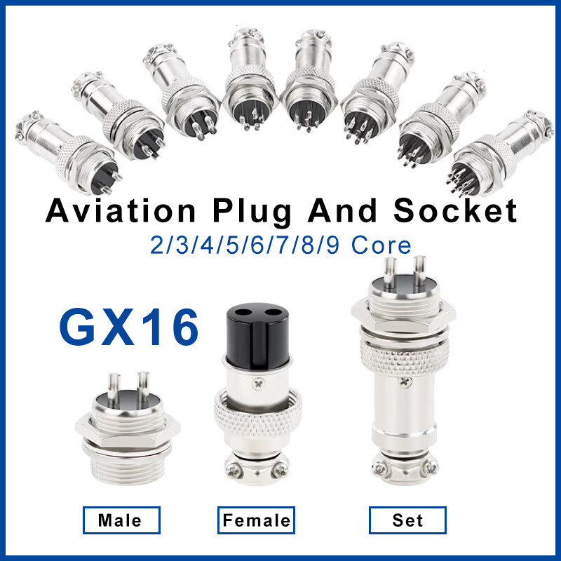GX16 Aviation Plug 2Pin To 9Pin 16 mm Metal Male+Female Panel