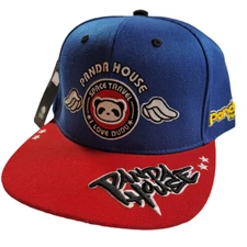 NWT Panda House Space Travel Snapback Hat Cap Blue Red Express I Love DuDu