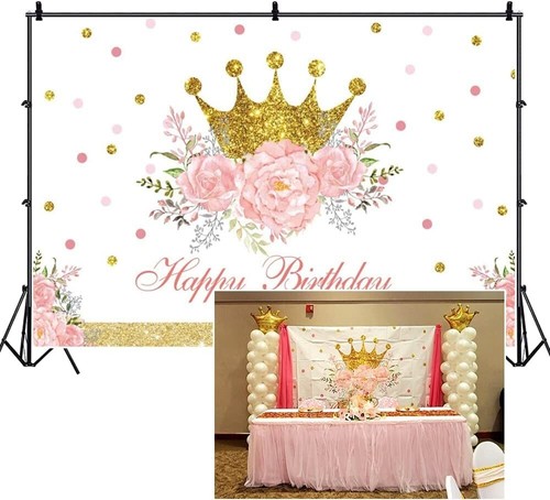 2.2x1.5M Geburtstag Hintergrund für luxuriöse Prinzessin Girls Birthday Party - Bild 2 von 4