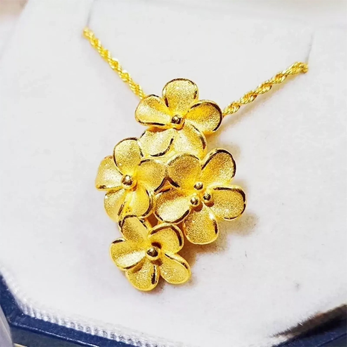２４金Gold filled 花のネックレス ゴールド999 Pure 999 24K Yellow Gold Women Lucky 3D Big Flower Pendant
