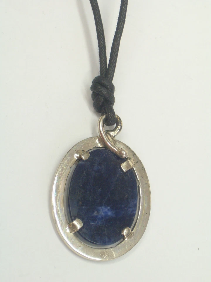Ciondolo in ARGENTO 925 con SODALITE naturale - pendente girocollo Pietra Dura - Immagine 2 di 4
